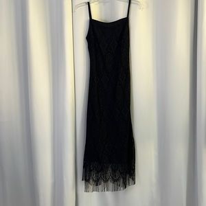 Perceptions Black Lace Fringe Dress